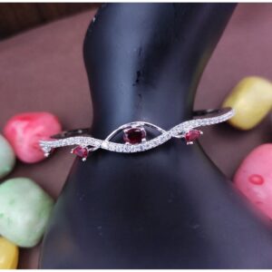 Casca's Eye AD bracelet in Silver Finish - Deep Red