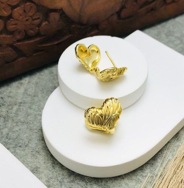 Casca's Gold Plated Statement Heart Earrings