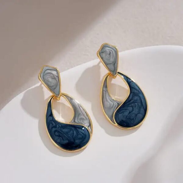 Casca's Blue & Grey - Two tone Resin Earrings
