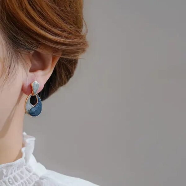 Casca's Blue & Grey - Two tone Resin Earrings - Image 2