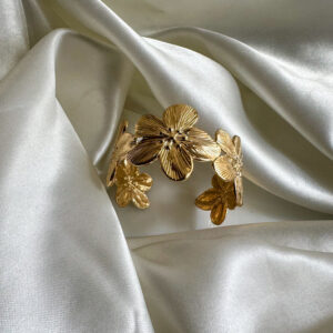 Casca's 18k Gold Plated floral elegance Handcuff