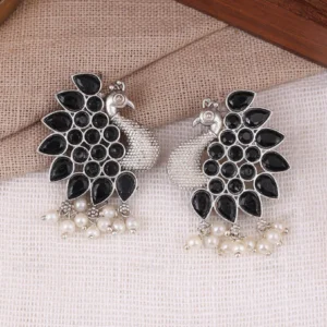 Casca's Peacock Stud Earrings - Black