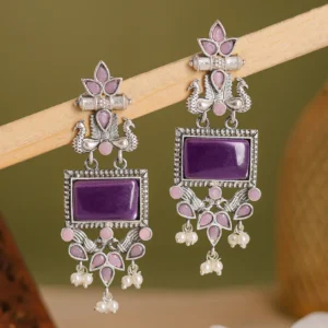 Casca's Adhira Dangler Earrings - Purple